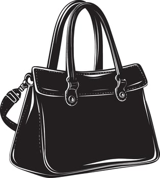 Lady's handbag clean simple silhouette black vector