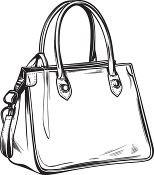 Lady's handbag clean simple outline black vector
