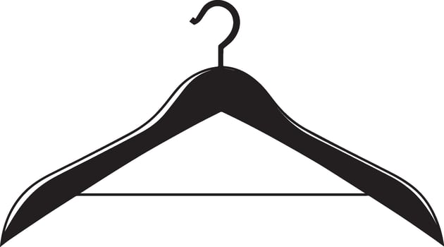 Wooden coat hanger clean simple icon silhouette black vector