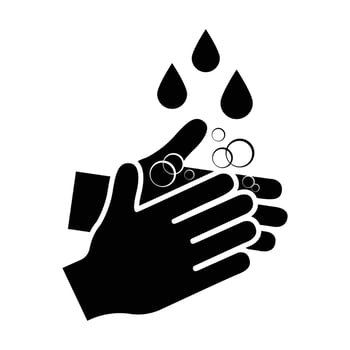 washing hands icon over white background, illustration. black and white design vector