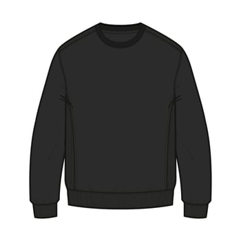 Long sleeve sweatshirt technical drawing fashion flat sketch template for man's vector