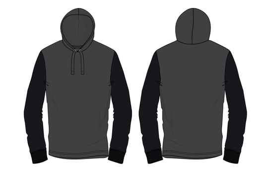 A black and gray hoodie with sleeves vector