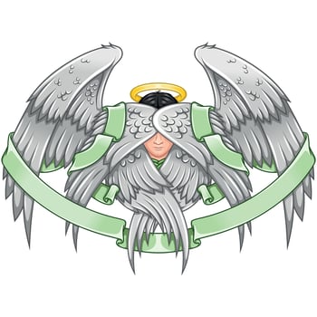 archangel and surrounded by heavenly scroll, angelic face of the Catholic religion vector