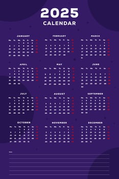 flat design 2025 calendar vertical poster illustration design vector