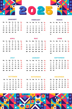 2025 calendar design illustration with abstract pattern vector