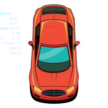 Top view of a red car illustration vector