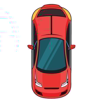 Top view of a red car on a white background vector