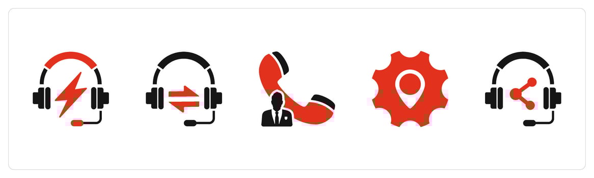 A set of 5 Contact icons as fast music, sync headphone, call owner vector