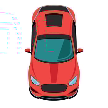 Top view of a red car on a white background vector