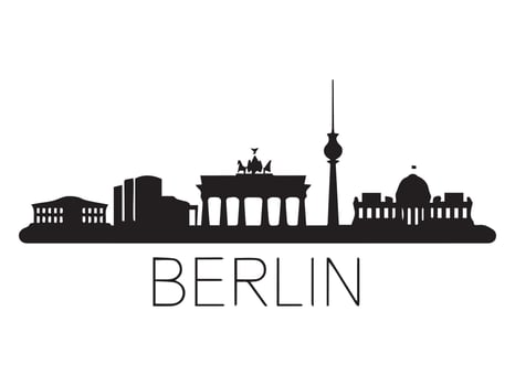 Berlin Skyline Outline with TV Tower and Historic Brandenburg Gate vector