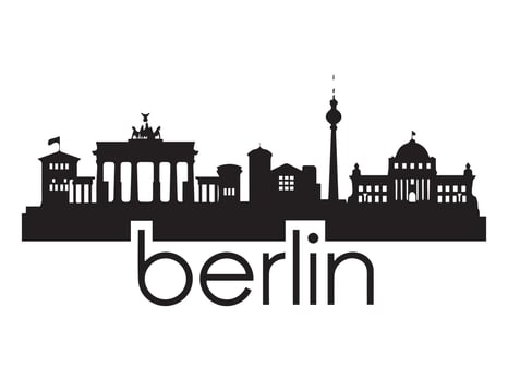 Berlin Skyline Silhouette with Brandenburg Gate and TV Tower vector