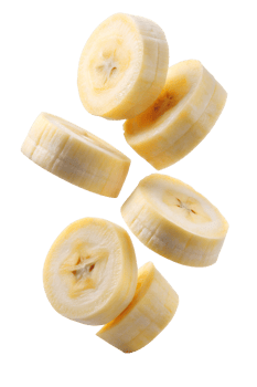 Banana slices Floating in mid-air isolated on transparent background png