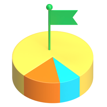 Pie Chart with Flag 3D Icon png