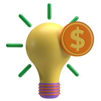 Bulb with Dollar Coin 3D Icon png