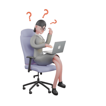 News Expert 3D Model. A female journalist sits on a gaming chair holding a tablet and her left hand raised as if she is confused. Journalist Cartoon png