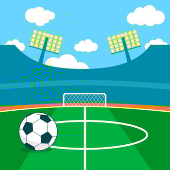 Soccer stadium background and a soccer ball. Sports background with soccer football ball. vector