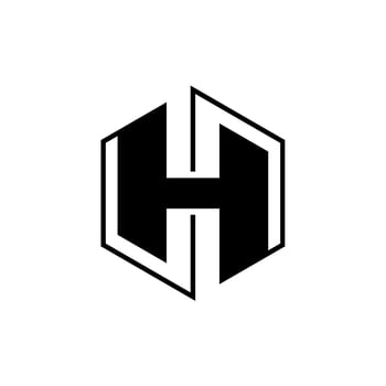 Black Hexagon Letter H Icon Logo Template vector