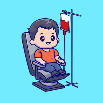 Cute Man Blood Transfusion Cartoon vector