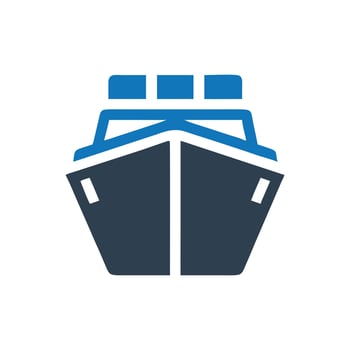 Ship Front View Icon, Ship icon, Cargo ship icon, Ferry icon vector