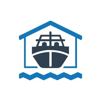 Boat In Dry-dock Icon, Boat Storage Icon vector
