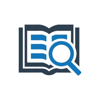Book Search Icon, Search Book Research Icon vector