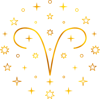 Aries zodiac sign with gold foil effect. png