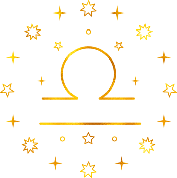 Libra zodiac sign with gold foil effect. png