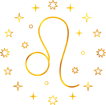 Leo zodiac sign with gold foil effect. png