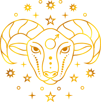 Aries zodiac sign with gold foil effect. png