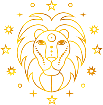 Lion zodiac sign with gold foil effect. png
