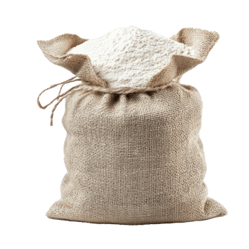 Wheat flour in sack bag isolate on transparent background png