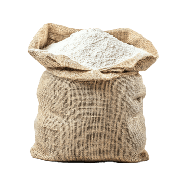 Wheat flour in sack bag isolate on transparent background png
