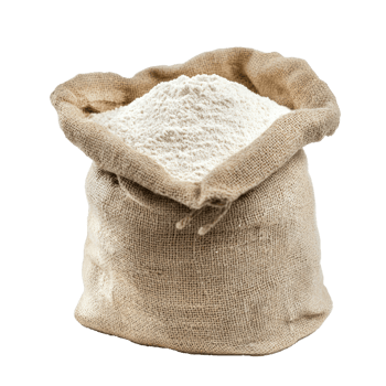 Wheat flour in sack bag isolate on transparent background png