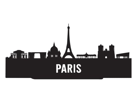 Paris skyline monochrome silhouette vector