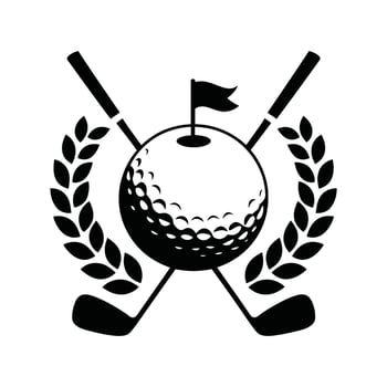 Elegant Golf Logo with Golf Ball, Flag, and Crossed Clubs vector