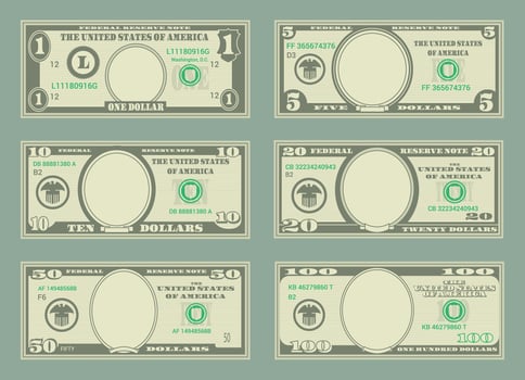 US Dollars banknote - American dollar bill cash money isolated on background vector