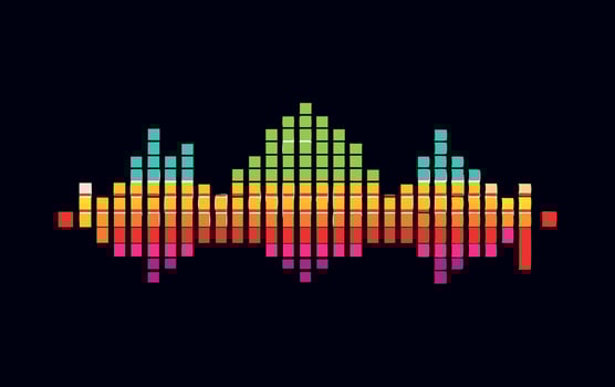 An image of a colorful sound wave on a black background vector