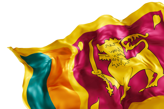 Realistic flag of Sri Lanka with folds, on transparent background. Footer, corner design element. Cut out. Perfect for patriotic themes or national event promotions. 3D render. png