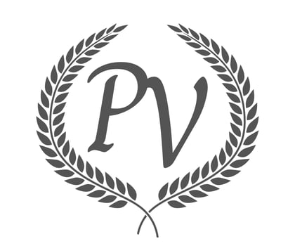 Initial letter P and V, PV monogram logo design with laurel wreath. Luxury calligraphy font. vector
