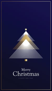 Christmas and New Year background with Christmas tree triangle line style, luxury theme, creative and elegant with blue background. vector