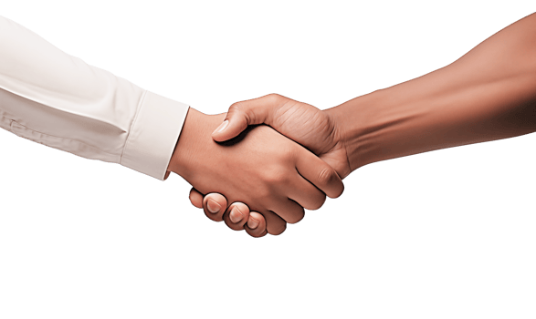 Partnership concept. Cropped image of two businesspeople shaking hands isolated on transparent background png