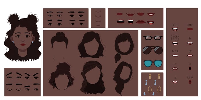Brown skin colored female face constructor vector