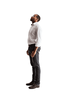 Full length portrait of a handsome young man in shirt and jeans standing isolated on transparent background png
