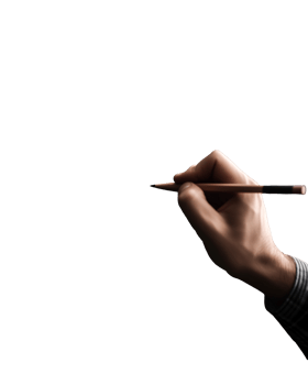 Close up of male hand drawing with pencil. isolated on transparent background png