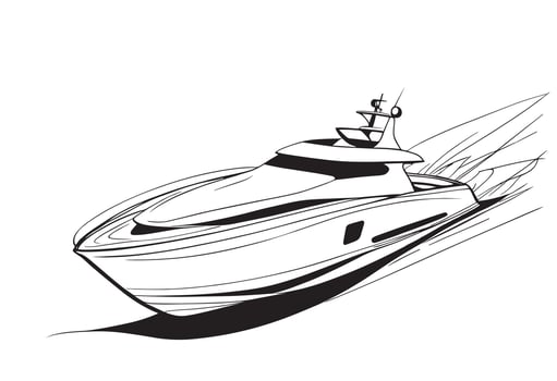 A drawing of a boat on a white background vector