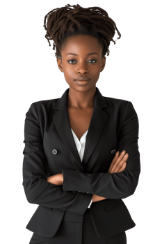 Portrait of a confident young African American businesswoman isolated on transparent background png