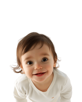 Portrait of a cute smiling baby, isolated on transparent background png