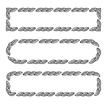 Leaf border frame hand drawn doodle line sketch. illustration vector