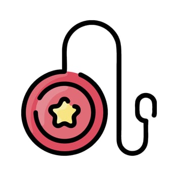 A red and white pin with a star on it vector