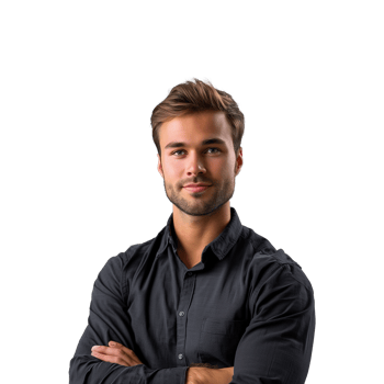 Handsome young man with crossed arms isolated on transparent background png